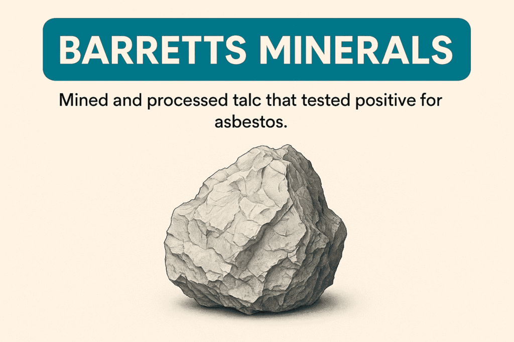 Illustration showing a large talc rock representing asbestos contamination risks related to Barretts Minerals talc mining and processing.
