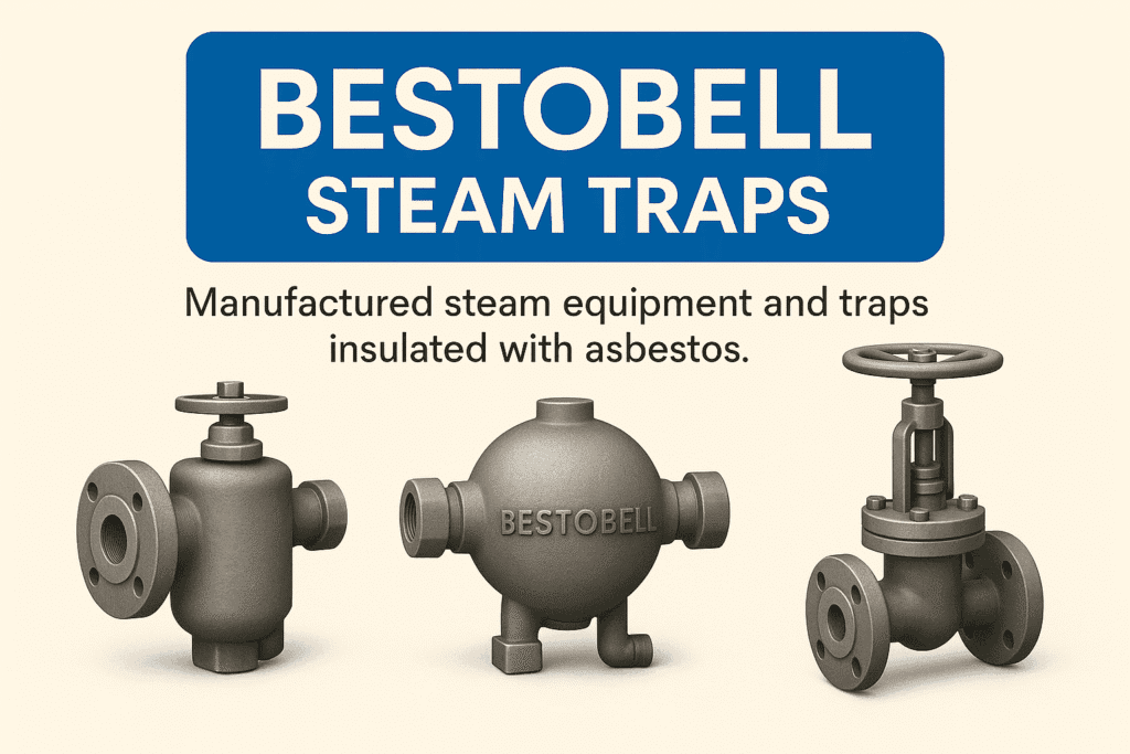 Illustration showing steam traps and steam equipment valves representing asbestos exposure risks related to Bestobell’s manufacturing of steam equipment insulated with asbestos.