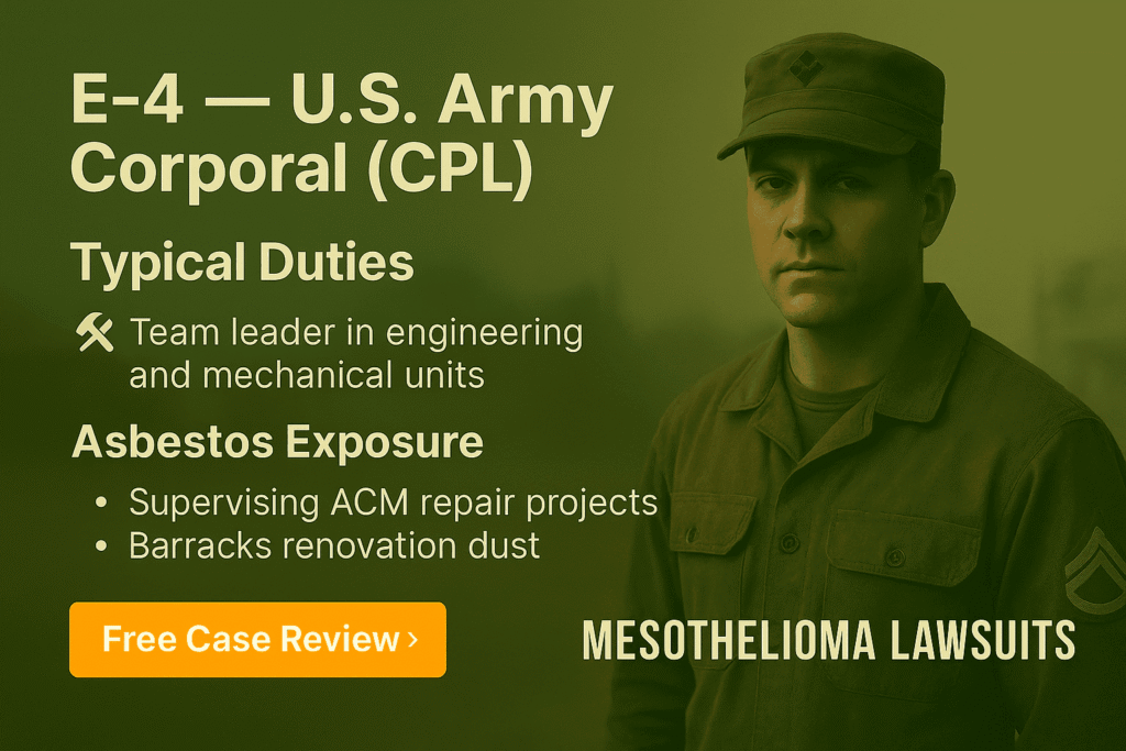 E-4 — Army Corporal (CPL) Asbestos Exposure - MesotheliomaHelp.center