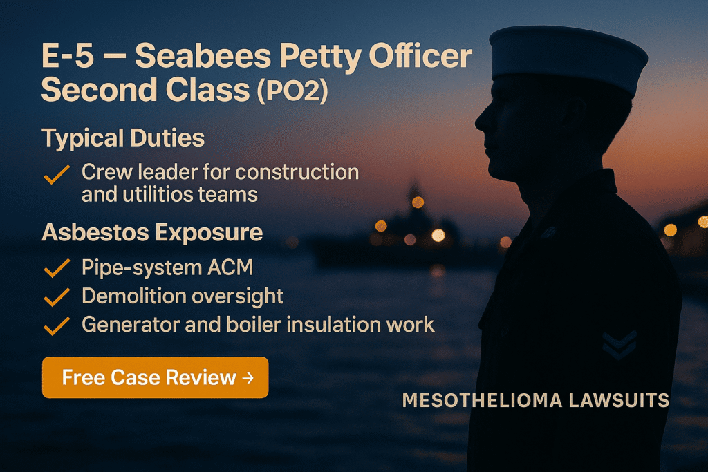 E-5 – Seabees Petty Officer Second Class Asbestos Exposure - Mesotheliomahelp.center