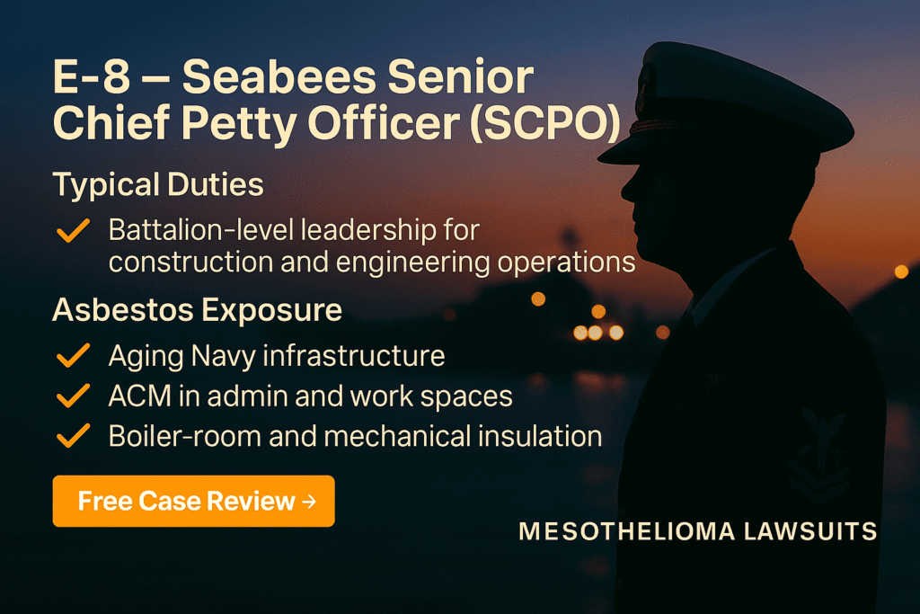 E-8 - Seabees Senior Chief Petty Officer Asbestos Exposure - Mesotheliomahelp.center
