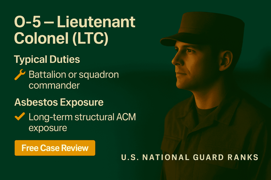 O-5 – Nat Guard Lieutenant Colonel Asbestos Exposure - Mesotheliomahelp.center