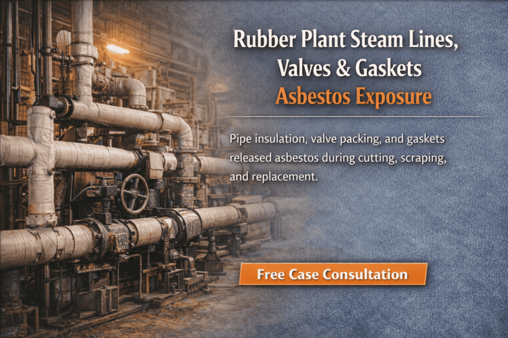 Rubber Plant Steam Lines, Valves & Gaskets Asbestos Exposure - Mesotheliomahelp.center