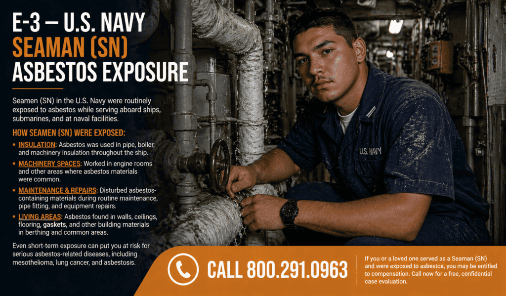 E-3 – Navy Seaman (SN) Asbestos Exposure Mesothelioma Lawsuit