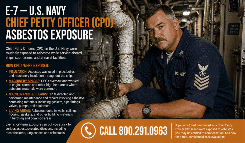 E-7 — U.S. Navy Chief Petty Officer (CPO) Asbestos Exposure Mesothelioma Lawsuit