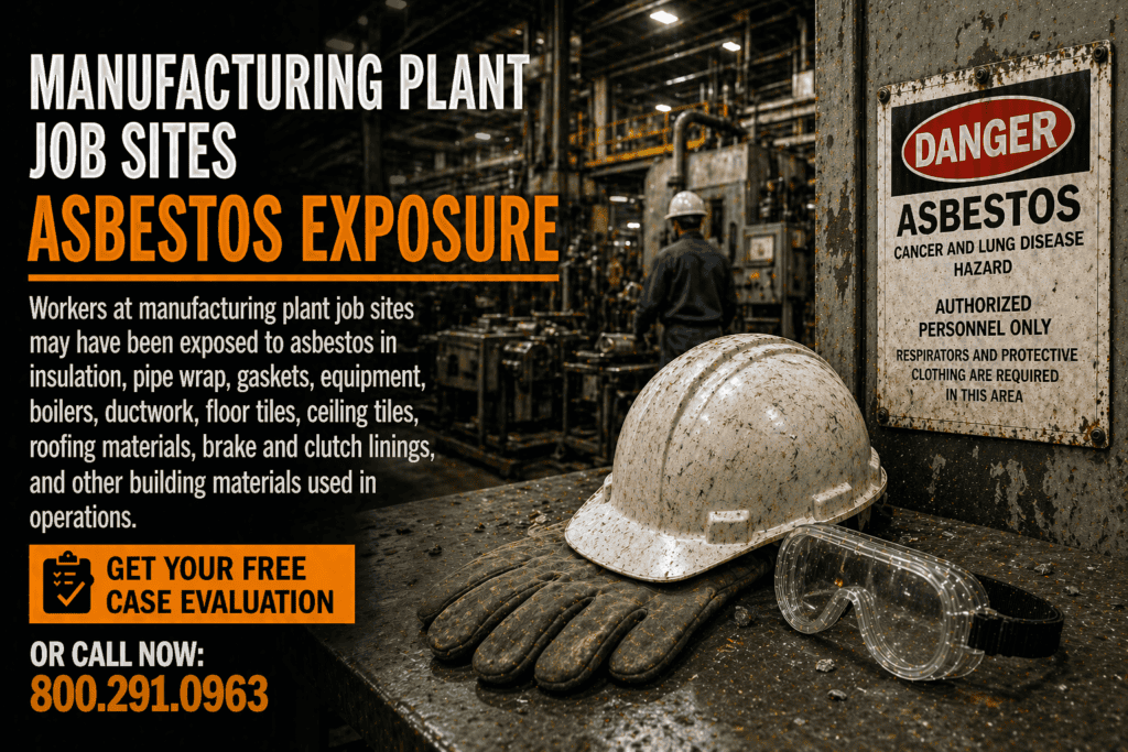 Manufacturing Plant Job Sites Asbestos Exposure Mesothelioma Lawsuit