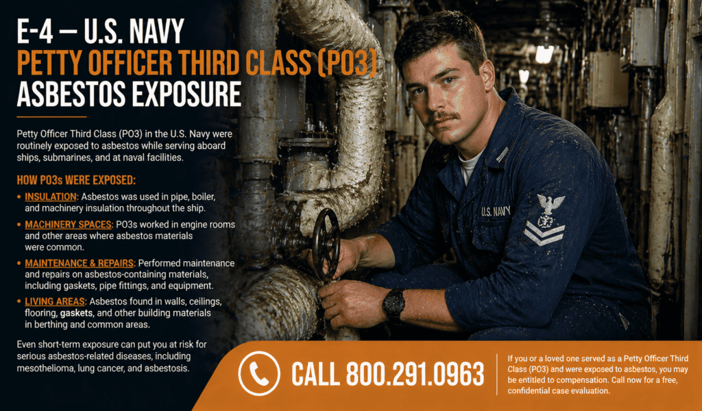 Navy Petty Officer Third Class (PO3) Asbestos Exposure Mesothelioma Lawsuit