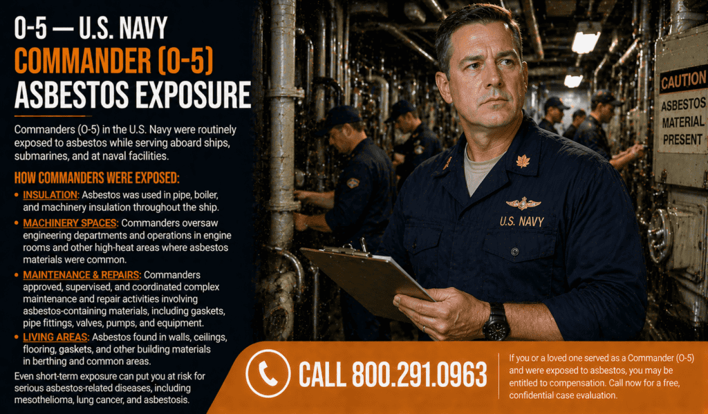 O-5 — U.S. Navy Commander (XO-level authority) Asbestos Exposure Mesothelioma Lawsuit