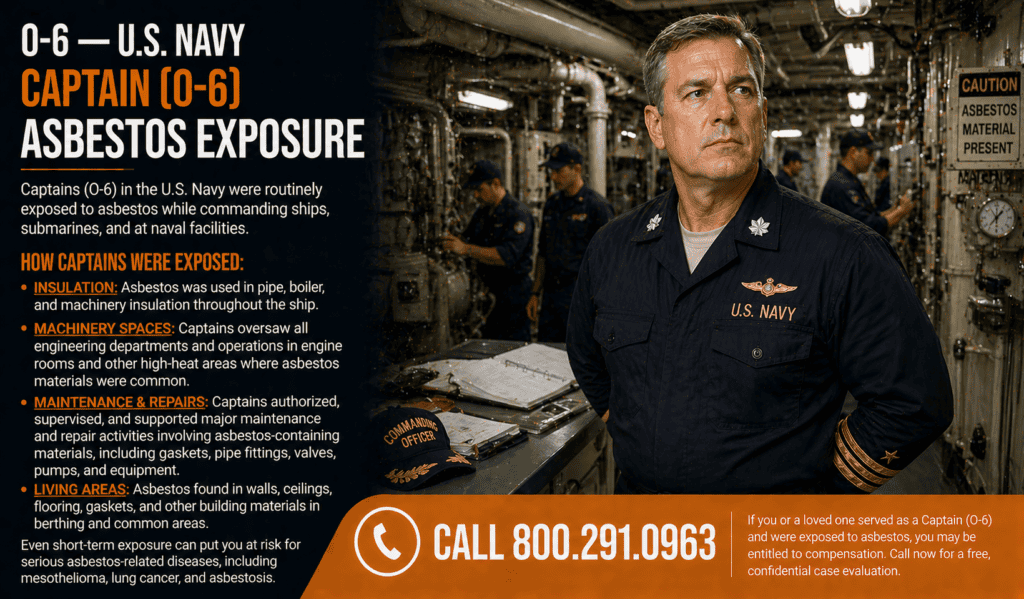 O-6 — U.S. Navy Captain (Commanding Officer) Asbestos Exposure Mesothelioma Lawsuit