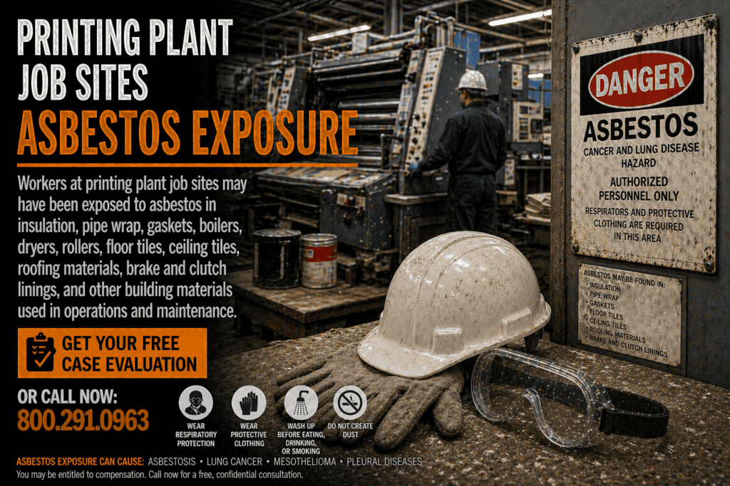 Printing Plant Job Sites Asbestos Exposure Mesothelioma Lawsuit