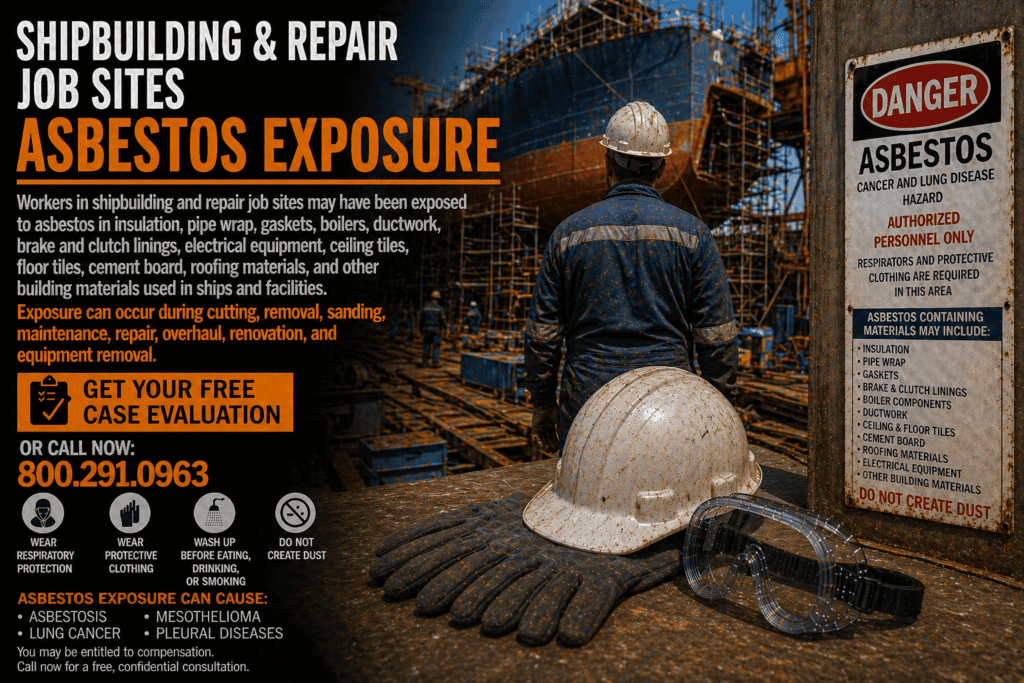 Shipbuilding & Repair Job Sites Asbestos Exposure Mesothelioma Lawsuit Claim