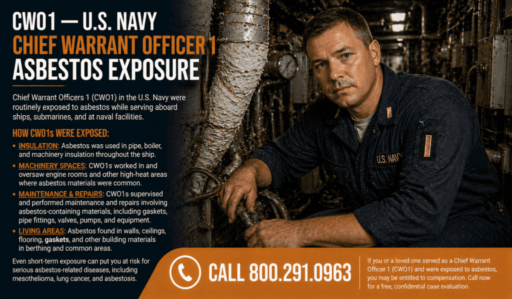 WO1 – Navy Warrant Officer 1 Asbestos Exposure Mesothelioma Lawsuit