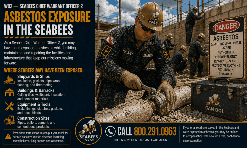 CW2 – Seabees Chief Warrant Officer 2 Asbestos Exposure Mesothelioma Lawsuit