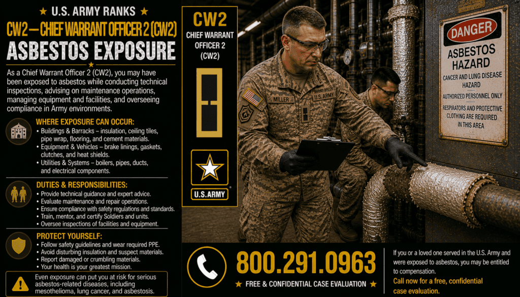 CW2 — Army Chief Warrant Officer 2 Asbestos Exposure Mesothelioma Lawsuit