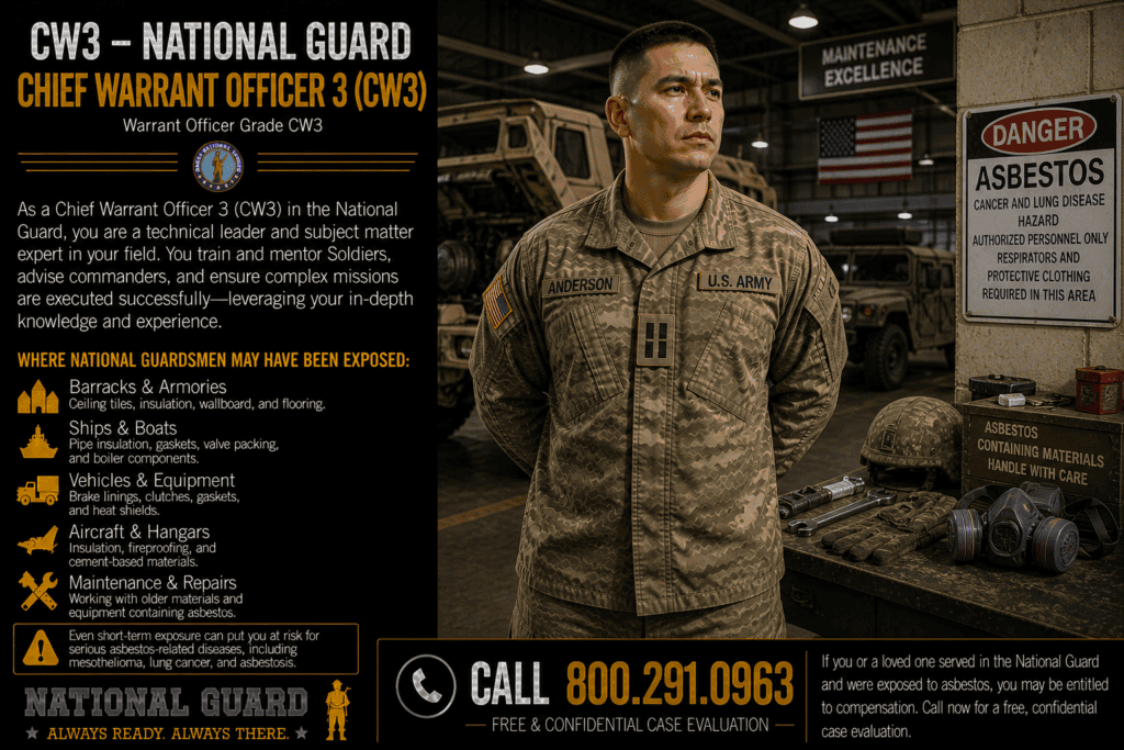 CW3 – Nat Guard Chief Warrant Officer 3 Mesothelioma Lawsuit