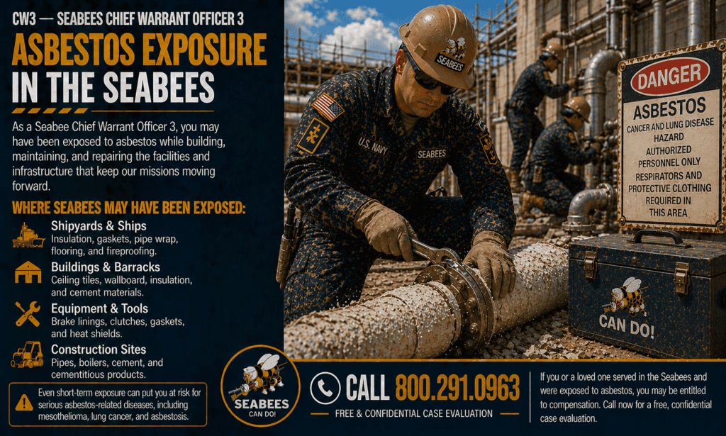 CW3 — Seabees Chief Warrant Officer 3 Asbestos Exposure Mesothelioma Lawsuit