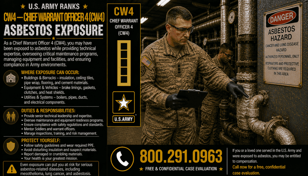 CW4 – Army Chief Warrant Officer 4 Asbestos Exposure Mesothelioma Lawsuit