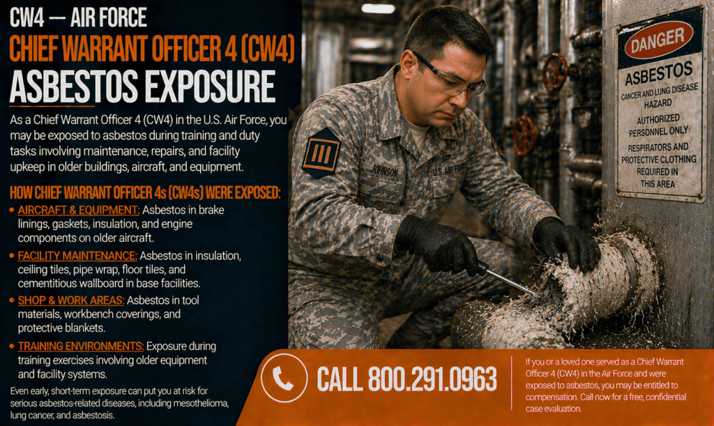 CW4 — Air Force Chief Warrant Officer 4 Asbestos Exposure Mesothelioma Lawsuit