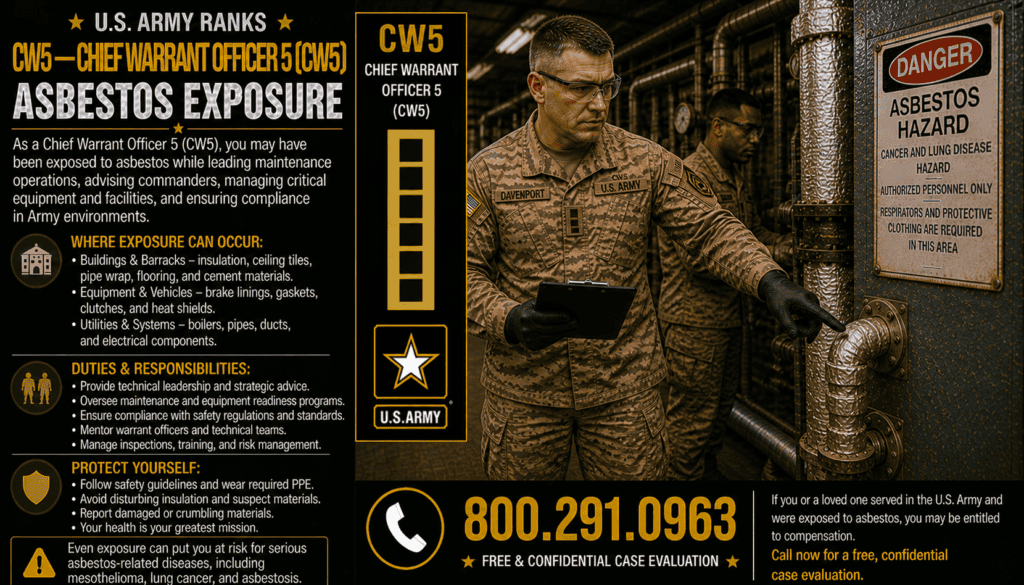 CW5 - Army Chief Warrant Officer 5 Asbestos Exposure Mesothelioma Lawsuit