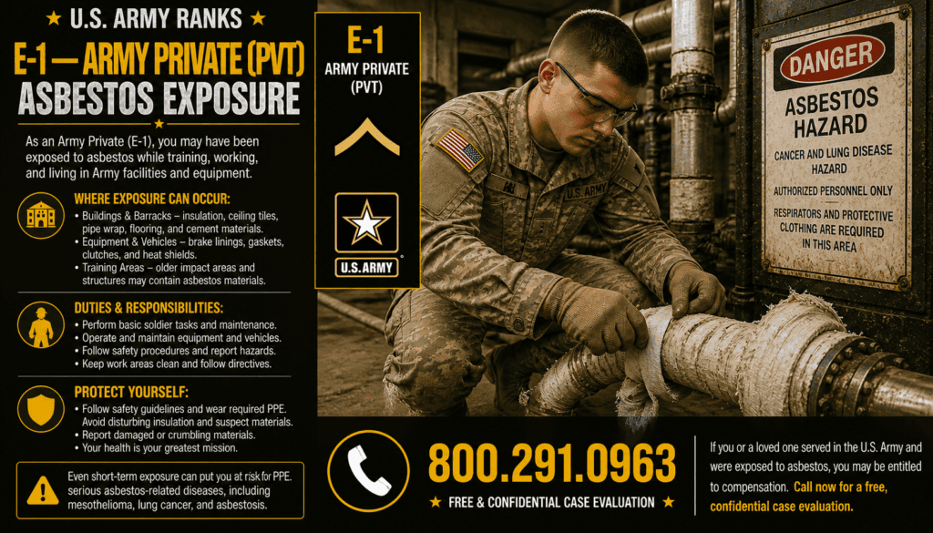 E-1 – Army Private (PVT) Asbestos Exposure Mesothelioma Lawsuit