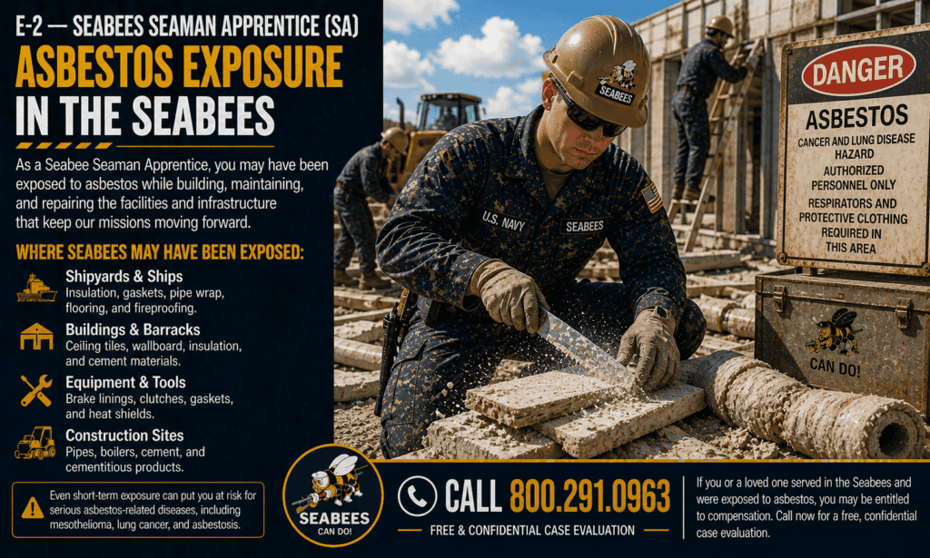 E-2 — Seabees Seaman Apprentice (SA) Asbestos Exposure Mesothelioma Lawsuit Claim