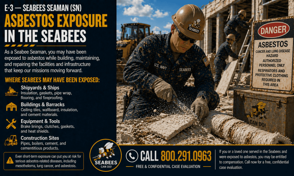 E-3 — Seabees Seaman (SN) Asbestos Exposure Mesothelioma Lawsuit
