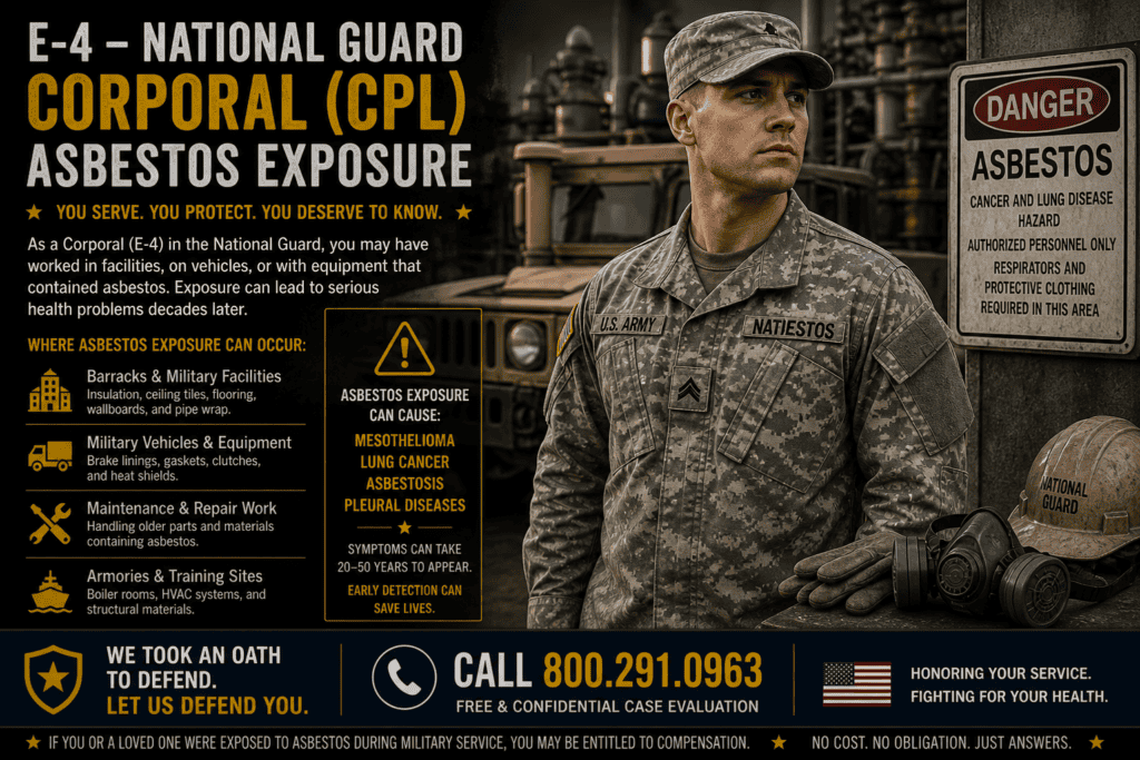 E-4 - Nat Guard Corporal (CPL) Asbestos Exposure Mesothelioma Lawsuit