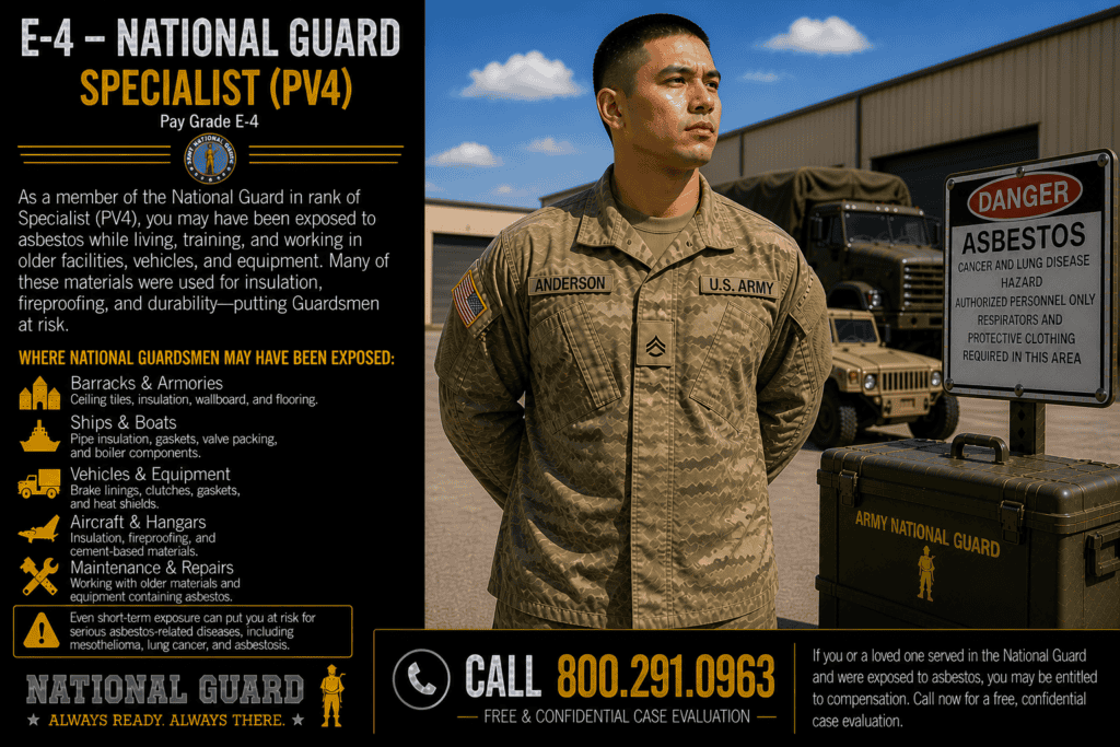 E-4 - National Guard Specialist - Senior Airman Asbestos Exposure Mesothelioma Lawsuit