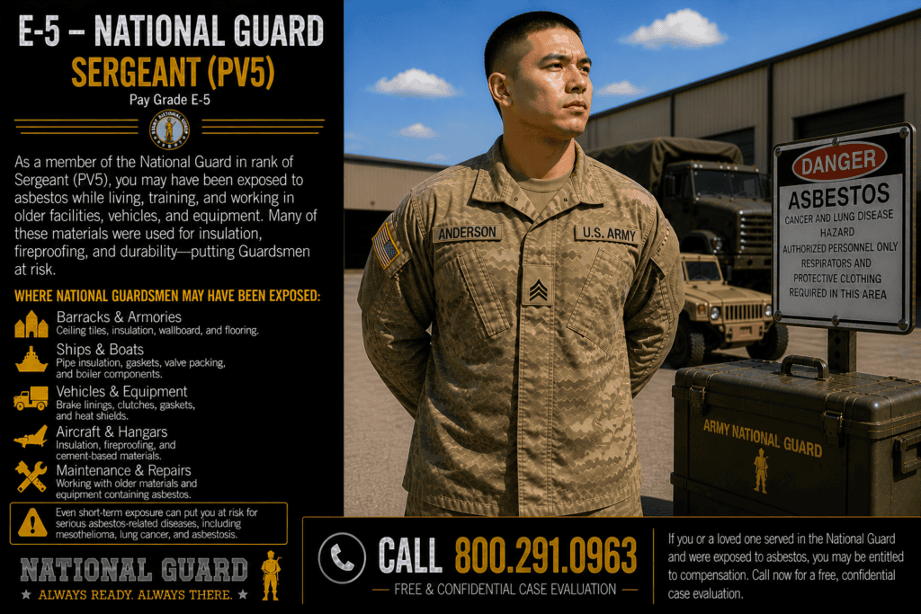 E-5 – Nat Guard Sergeant – Staff Sergeant Asbestos Exposure Mesothelioma Lawsuit