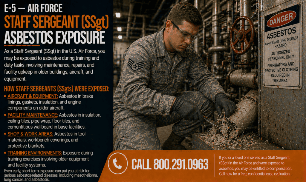E-5 — Air Force Staff Sergeant (SSgt) Asbestos Exposure Mesothelioma Lawsuit