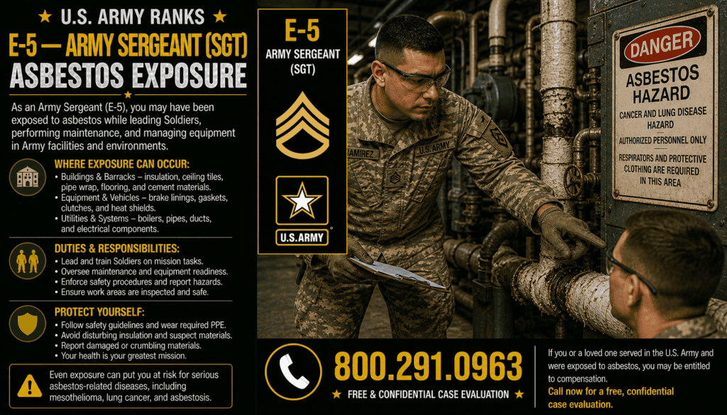 E-5 — Army Sergeant (SGT) Asbestos Exposure Mesothelioma Lawsuit
