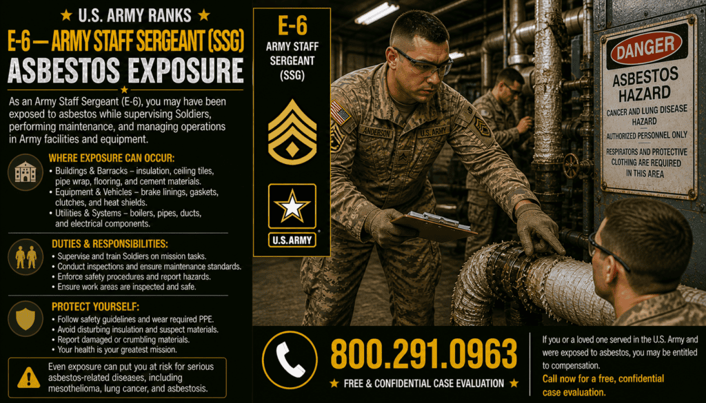 E-6 – Army Staff Sergeant (SSG) Asbestos Exposure Mesothelioma Lawsuit