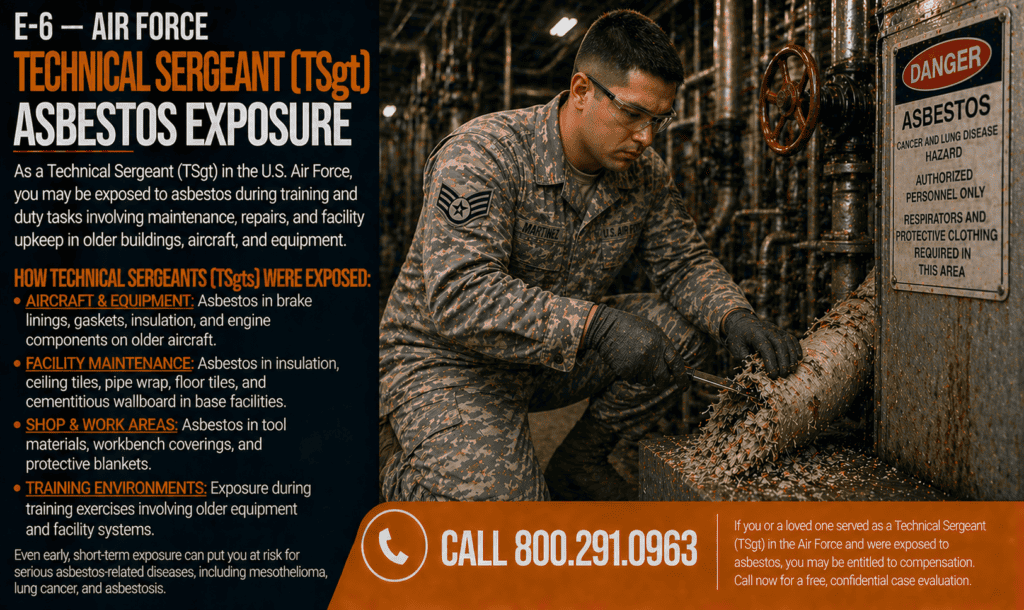 E-6 — Air Force Technical Sergeant (TSgt) Asbestos Exposure Mesothelioma Lawsuit