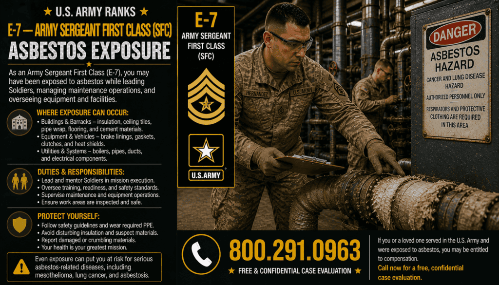 E-7 – Army Sergeant First Class (SFC) Asbestos Exposure Mesothelioma Lawsuit
