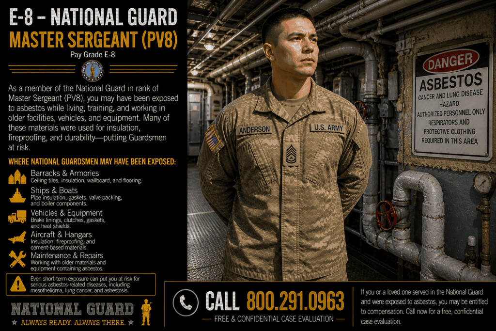 E-8 – Nat Guard Master Sergeant – First Sergeant – Senior Master Sergeant Mesothelioma Lawsuit