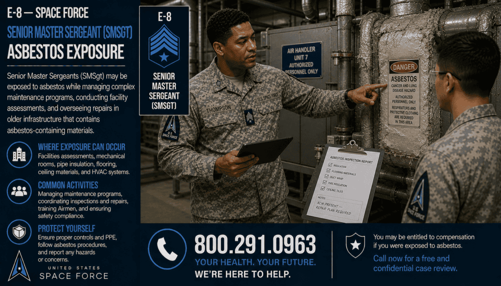 E-8 – Space Force Senior Master Sergeant (SMSgt) Asbestos Exposure Mesothelioma Lawsuit