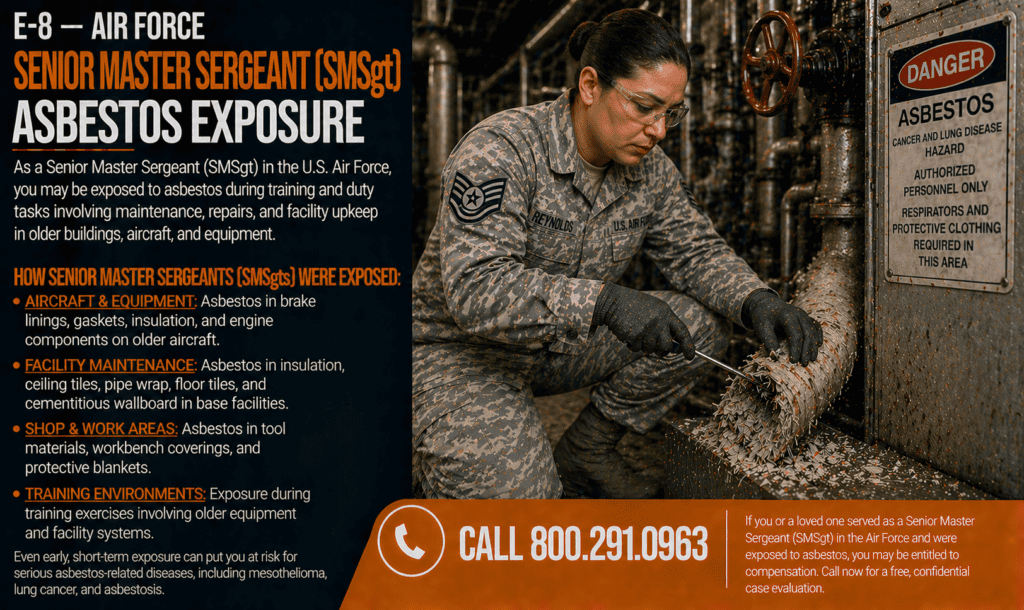E-8 — Air Force Senior Master Sergeant (SMSgt) Asbestos Exposure Mesothelioma Lawsuit