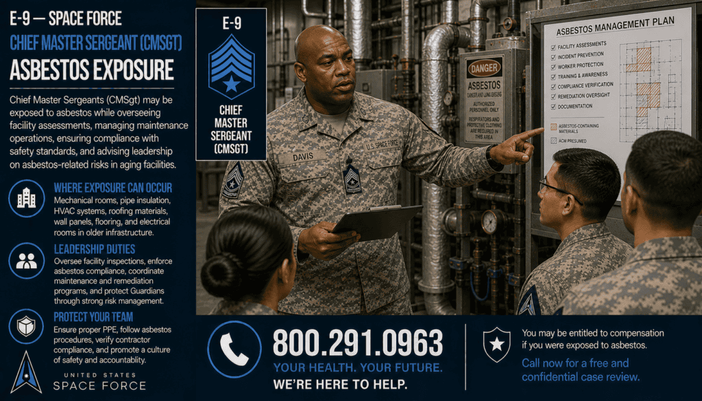 E-9 – Chief Master Sergeant of the Space Force (CMSSF) Asbestos Exposure Mesothelioma Lawsuit