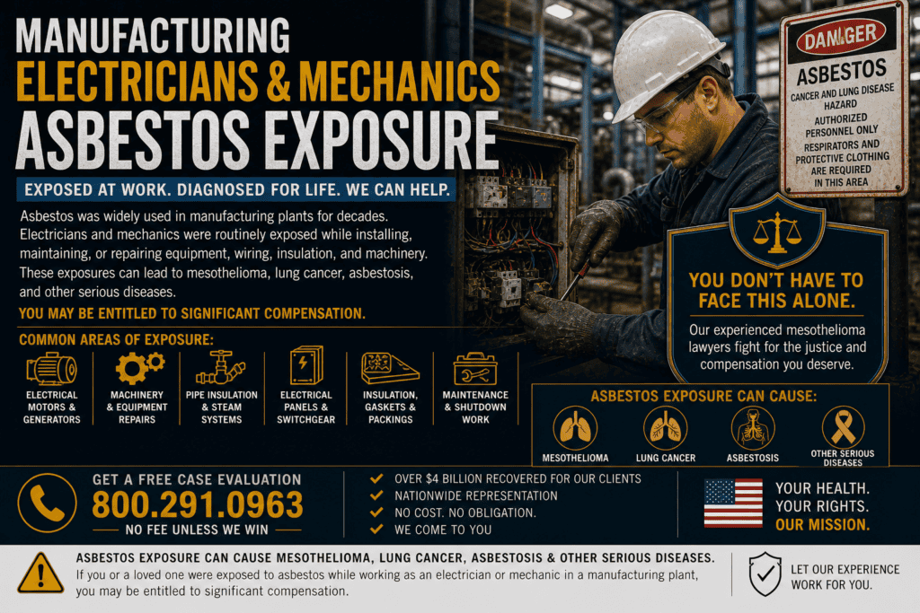 Manufacturing Electricians & Mechanics Asbestos Exposure Mesothelioma Lawsuit