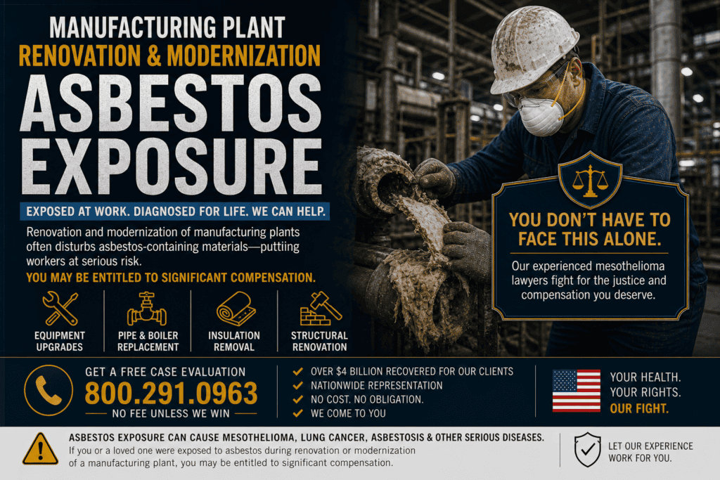 Manufacturing Plant Renovation & Modernization Asbestos Exposure Mesothelioma Lawsuit Claim