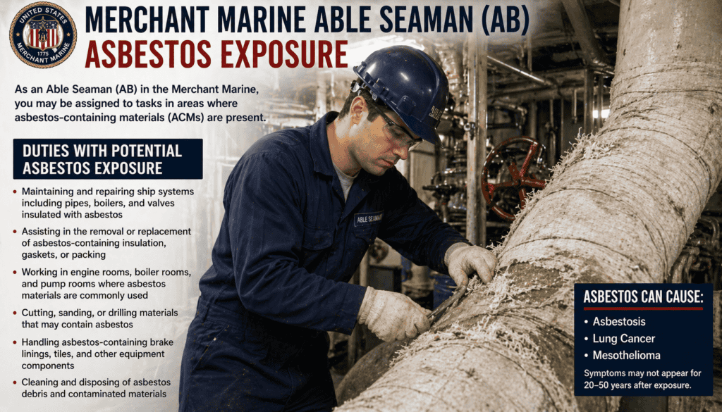 Merchant Marine Able Seaman (AB) Asbestos Exposure Mesothelioma Lawsuit Claim