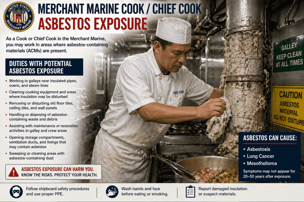 Merchant Marine Cook – Chief Cook Asbestos Exposure Mesothelioma Lawsuit