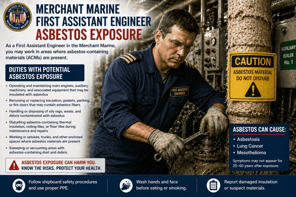 Merchant Marine First Assistant Engineer Asbestos Exposure Mesothelioma Lawsuit Cancer