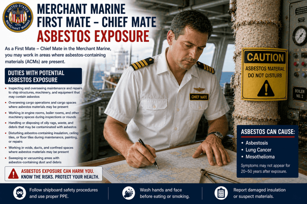 Merchant Marine First Mate – Chief Mate Asbestos Exposure Mesothelioma Lawsuit