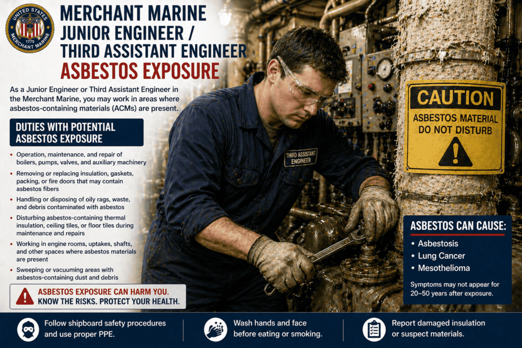 Merchant Marine Junior Engineer – Third Assistant Engineer Asbestos Exposure Mesothelioma Lawsuit