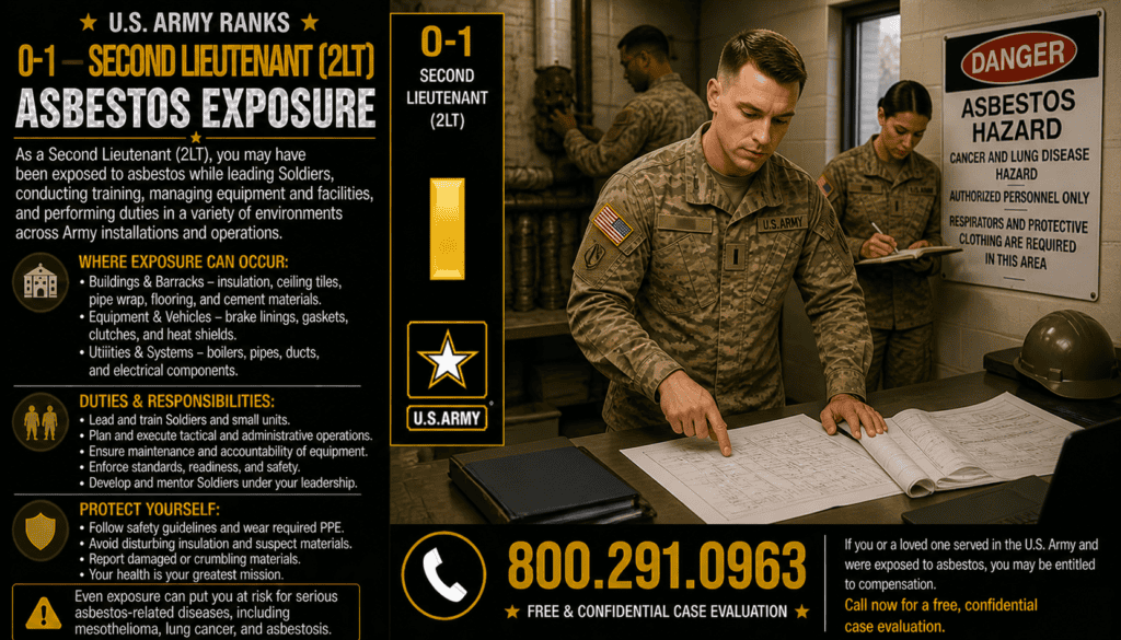 O-1 — Army Second Lieutenant (2LT) Asbestos Exposure Mesothelioma Lawsuit