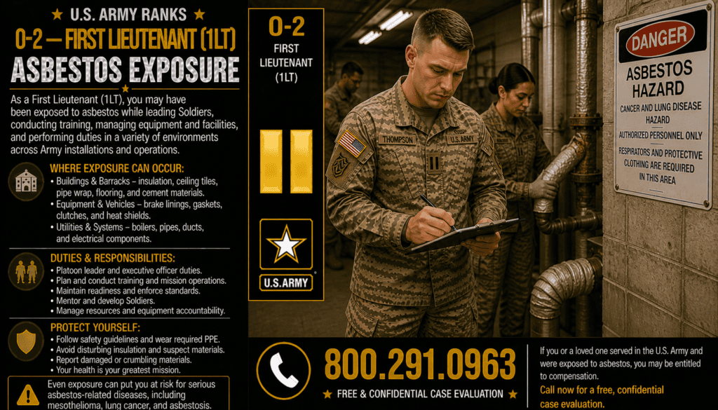 O-2 - Army First Lieutenant (1LT) Asbestos Exposure Mesothelioma Lawsuit