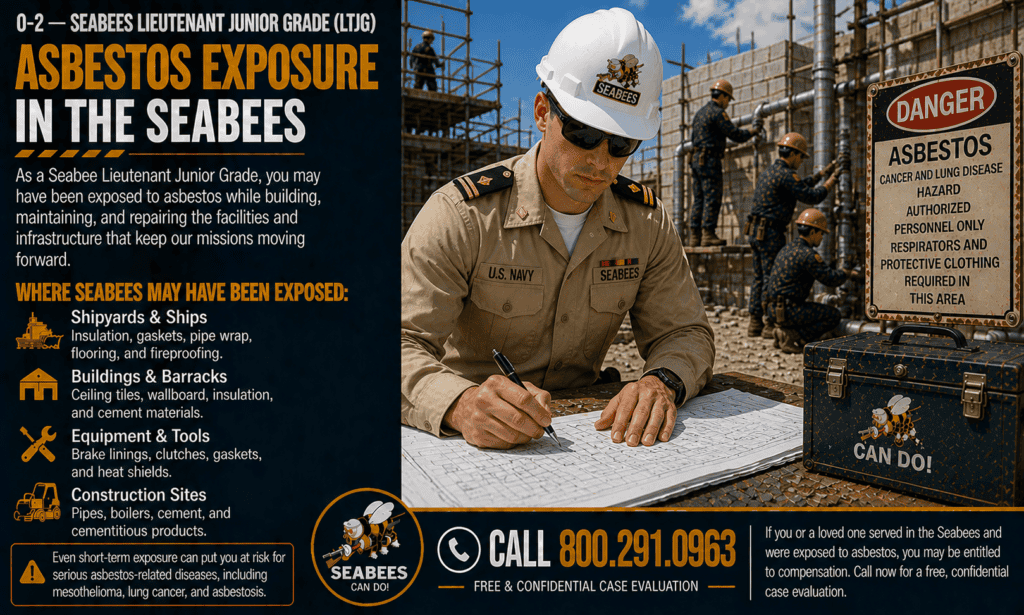 O-2 — Seabees Lieutenant Junior Grade (LTJG) Asbestos Exposure Mesothelioma Lawsuit