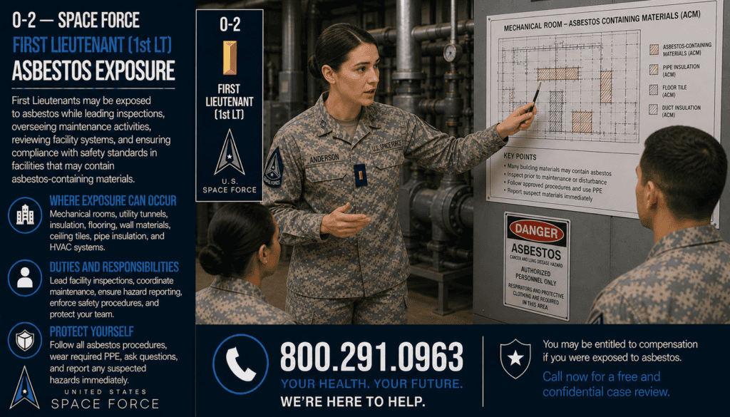 O-2 — Space Force First Lieutenant (1st Lt) Asbestos Exposure Mesothelioma Lawsuit Claim