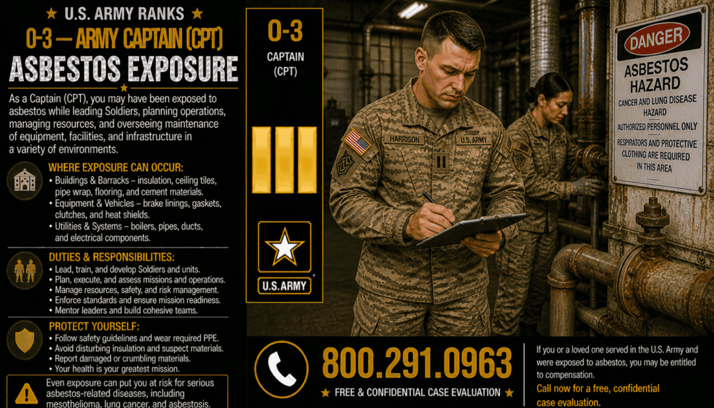 O-3 - Army Captain (CPT) Asbestos Exposure Mesothelioma Lawsuit